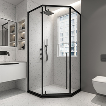 Raw shower room diamond-shaped bathroom bath screen home toilet dry and wet separation glass partition door