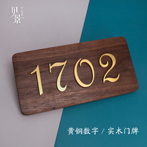 Creative custom simple brass digital hotel room number plate home Nordic Japanese retro homestay