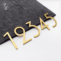 Creative custom simple brass digital hotel room number plate home Nordic Japanese retro home stay