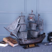 Caribbean pirate ship model black pearl sailboat ornaments retro solid wood handmade wooden boat smooth sailing gift
