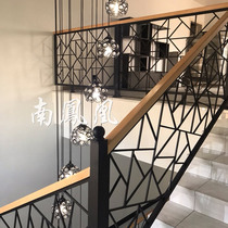 Stair handrail Solid wood balcony guardrail Corridor Wrought iron fence Bay window railing Indoor home attic simple decoration