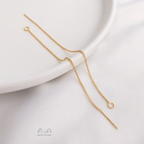 Porto 14K bag gold ear line S925 silver needle ear nail with hanging side body case Tsai chain ear line handmade diy earthen accessories