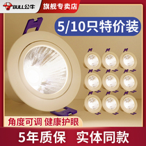 Bull cob spotlight LED bulls eye ceiling lamp embedded home 6cm open hole clothing store downlight 5 10 sets
