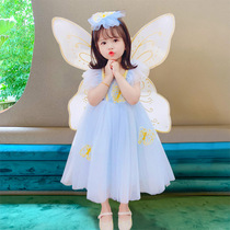 Girls wing dress fluttering princess skirt performance costume for baby child sweet butterfly fairy costume