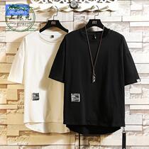Summer Japanese short-sleeved T-shirt Mens loose half-sleeve fat plus size tide brand trend T-shirt Tide fat T-shirt