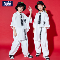 61 children acting out of the street dance boy boomer hip-hop short sleeve hiphop walk show shirt female jazz dance costumes