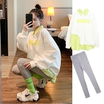 Pregnancy Woman Dress Autumn Clothing Suit Fashion pregnant womens clothing womens spring autumn new outout blouses net red Two sets fall