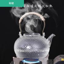 High temperature resistant glass kettle Hammer pattern cooking teapot Electric ceramic stove special kettle Copper handle glass beam pot Teapot