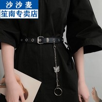 Belt female decorative dress butterfly chain New with jk skirt punk style student hip hop free hole belt