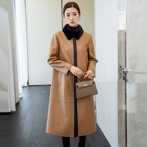 2022 New Mink - collar fur coat female coat medium elegant British wind plus feather jacket