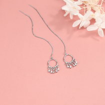 s925 silver streaming Su dreamnet elements ear line female Japan-ROK brief retro super-fairy-length earrings with a face and thin earrings