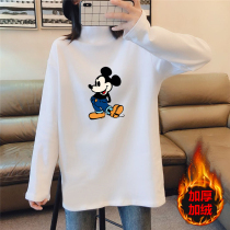 Maternity tops autumn and winter new 2020 autumn net red Western style loose long-sleeved t-shirt womens high neck velvet base shirt