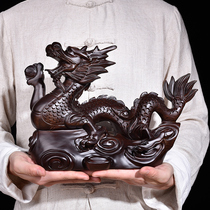 Black sandalwood carved dragon ornaments animal twelve zodiac Dragon solid wood home decoration mahogany handicraft gifts