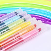 One Mu ground stationery fluorescent marker pen Candy color student hand account boutique double-headed erasable marker color pen