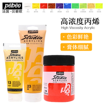French pebeo Bebiou high concentration acrylic pigment 100ML painter art creation semi matte 500ML fluid painting DIY hand painted graffiti wall painting nail ceramic wood stone studio training