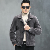 Leather and wool mens lamb coat leather grass jacket thick Haining granules sheep cut wool coat winter