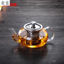 Anti-explosion thickened glass tea set Fruit flower tea pot set set heat-resistant filter Household