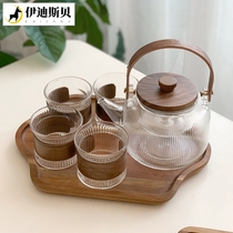 Edith Bay net red fruit teapot flowers and plants in the afternoon boil high temperature resistant glass coffee pot household set