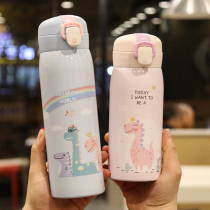 Bounce cover cartoon cute 304 stainless steel thermos cup students children large capacity insulation pot outdoor straight drinking cup