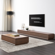 Nordic TV Cabinet Tea Table Combo Hu Peach Color TV Cabinet Modern Minima Size Family Living Room Ground Cabinet Short Cabinet