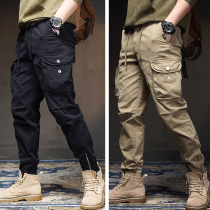 Live broadcast of the same suit pants for men and women casual retro-loose spring and autumn summer outdoor locomotive pure cotton beam long pants