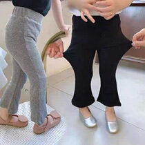 Childlike trumpeter pants spring autumn 2021 new female baby polo 100 hitch bottom pants autumn fit wide leg uptight pants