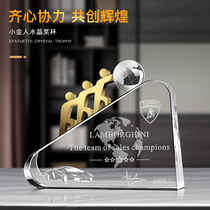 Orica Crystal Trophy Customization Creative Metal Excellent Team Champion Trophy Licensing Card Award Cooperation Win-Win