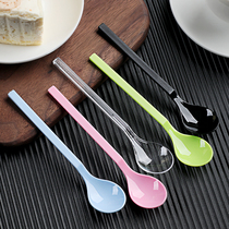 Disposable spoon Pudding spoon Long handle plastic spoon Dessert cake Ice cream milkshake Ice powder spoon Packaged separately