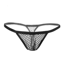 Sexy transparent mens underwear U convex mens singles thong hollow big mesh T pants low waist sexy boy bottoms tide