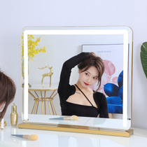 Large mirror makeup mirror desktop LED light desktop dressing table make up light ins Wind charging home with light makeup mirror