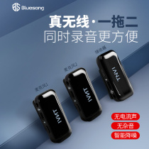 Lok clip wireless microphone one drag two professional mobile phone radio wheat bee radio receiver Apple clip collar shake sound outdoor live equipment fast hand video recording Vlog listening for Android camera