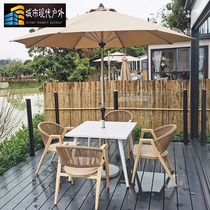 Outdoor parasol parachute table and chair combination courtyard garden leisure double top umbrella coffee shop outside hand-cranked umbrella