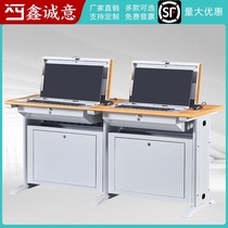 Flip computer table steel hidden Display type computer desk unit School electric classroom room student training table