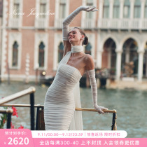 Nana Jacqueline long skirt streamer pleated 2022 summer new womens glove bandeau dress dress