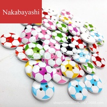 New shelves handmade DIY 20MM painted football pattern wood buttons Wood buttons Clothing accessories