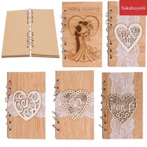 Wooden wedding love hollow guestbook notepad Wooden wedding wedding album notebook crafts