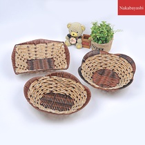 Living room fruit basket small round rattan lace bamboo basket Kitchen meal multifunctional fruit plate