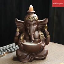 Ceramic purple sand back incense burner Indian elephant ornaments home office jewelry sandalwood agarwood stove