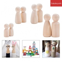 Wooden painted DIY large medium and small boys and girls mixed wooden stakes doll character style crafts 30PCs one