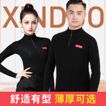 xin duo modern top men autumn and winter plus velvet zip long sleeve la ding wu fu ballroom dance lian gong fu