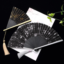 Fine leaf door fan Chinese style sprinkled gold and silver men and women in summer portable classical Japanese style and wind folding fan