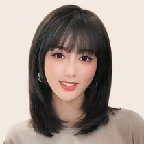 Wig women short hair summer natural full head set type real hair full real hair simulation Net red medium hair collarbone wig set