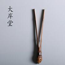 Dai Hantang bamboo carbonized tea clip tea cup clip clip small bamboo head whole root making tea art tea ceremony accessories