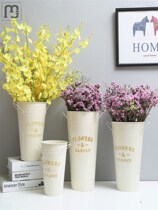 Nordic Wind Home Wake Flowers Bucket Flowers flowers Flowers Buckets of Bucket Accessories Iron Barrel Creative water Iron Bucket Large Vase Iron Basin