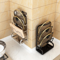 Stainless steel pot holder wall hanging non-perforated kitchen countertop sitting chopping board storage rack shelf for pot cover