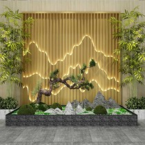 Customized stainless steel rose gold landscape Mountain Mountain screen background wall metal luminous light with fake landscape partition wall