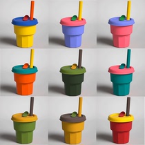 Silicone straw cup Girl student high face value handy water cup Net red coffee cup Drop-proof accompanying cup Portable cup