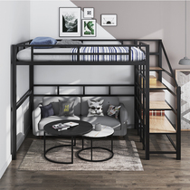 Loft bed Bed Small apartment Multi-function loft loft-style iron frame bed bed Under the table shelf bed Apartment elevated bed