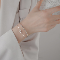 S925 pure silver bilayer bracelet ins small crowddesign sensual ring female brief lukewarm wind girl hand decorated pint summer