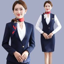 Stewardess uniform High-end professional suit Fashion temperament Hotel front desk work dress Female Property sales Department Jewelry store